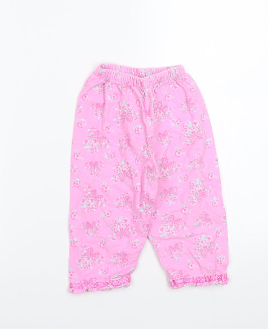 Disney Girls Pink Floral  Babydoll Pyjama Pants Size 18-24 Months