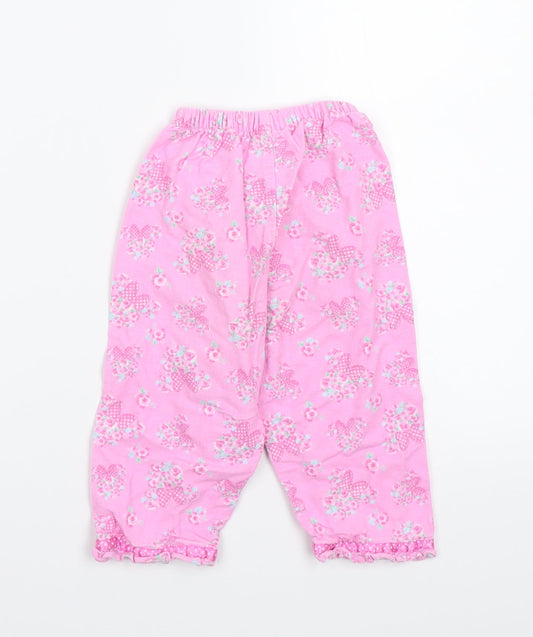 Disney Girls Pink Floral  Babydoll Pyjama Pants Size 18-24 Months