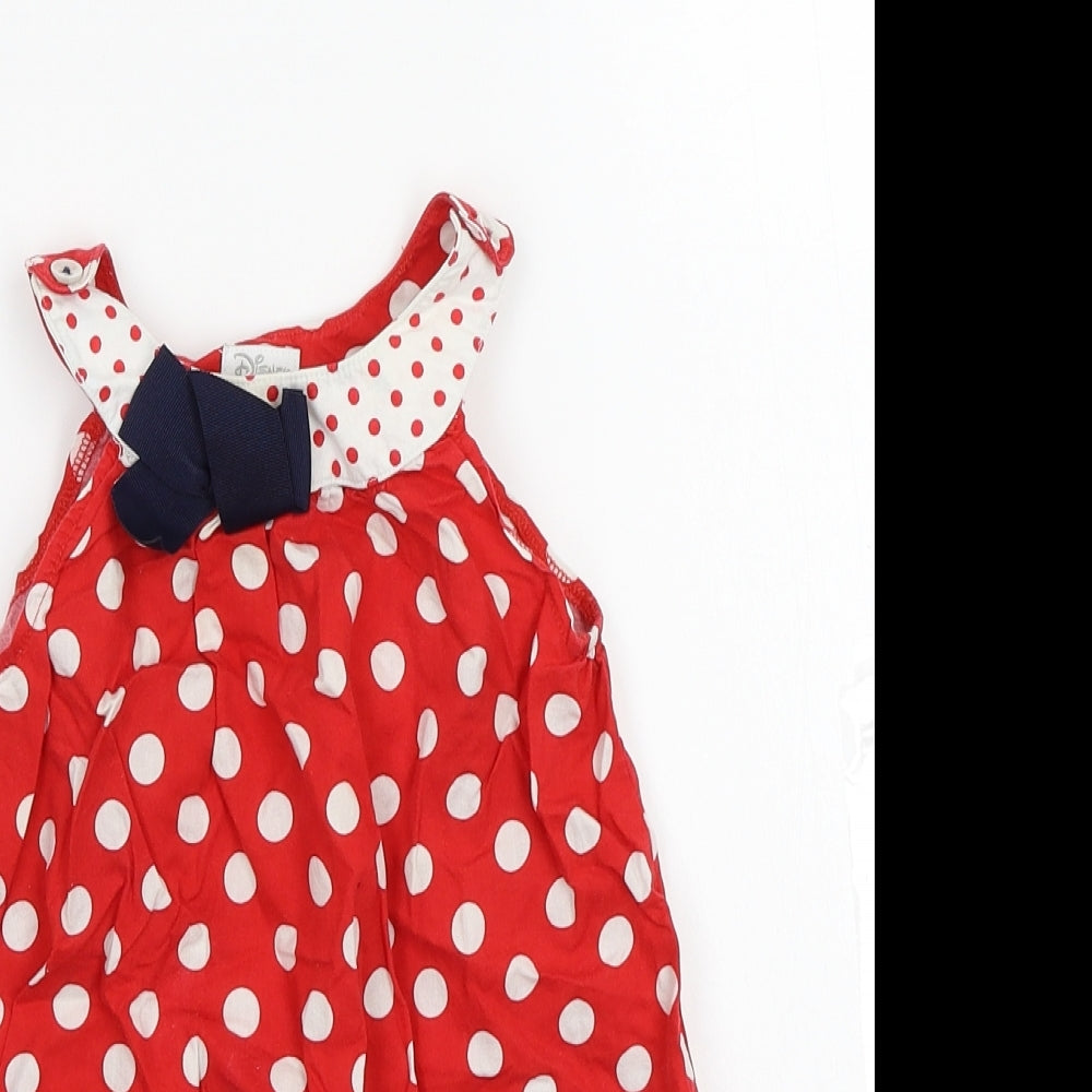 Disney Girls Red Polka Dot  Babygrow One-Piece Size 18 Months