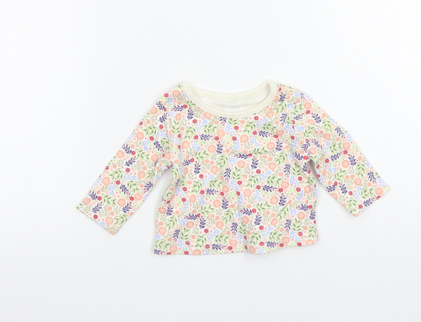 George Girls White Floral  Basic T-Shirt Size Newborn
