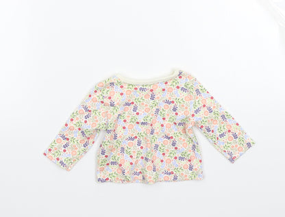 George Girls White Floral  Basic T-Shirt Size Newborn
