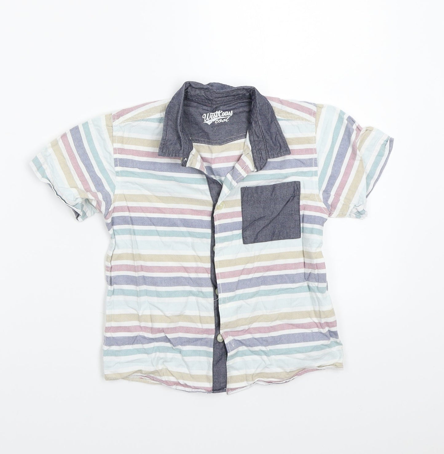 Westcoast cool Boys White Striped  Basic Button-Up Size 3-4 Years