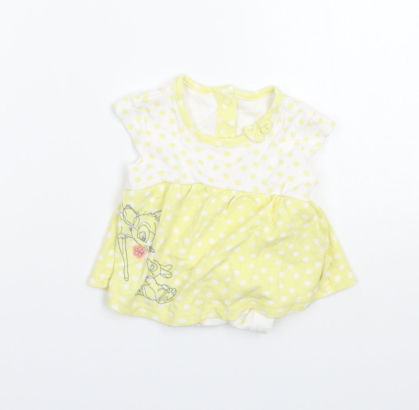 George Girls Yellow Polka Dot  Basic T-Shirt Size 0-3 Months