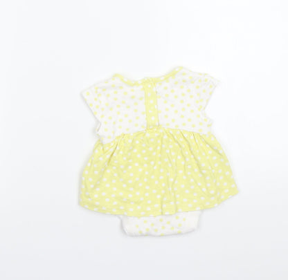 George Girls Yellow Polka Dot  Basic T-Shirt Size 0-3 Months