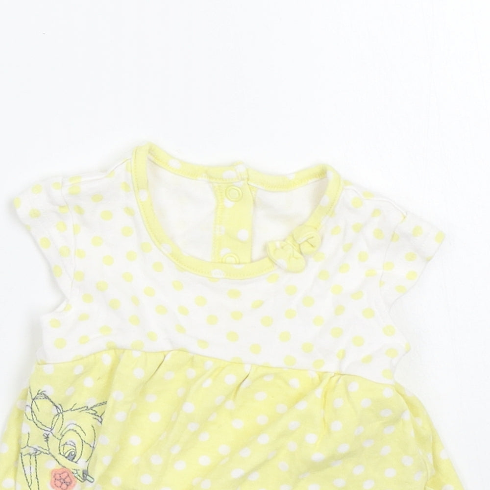 George Girls Yellow Polka Dot  Basic T-Shirt Size 0-3 Months