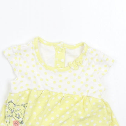George Girls Yellow Polka Dot  Basic T-Shirt Size 0-3 Months