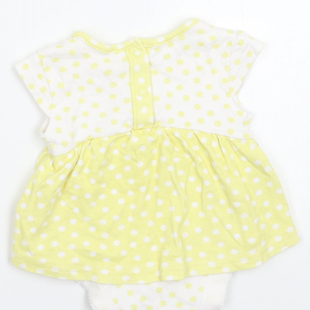 George Girls Yellow Polka Dot  Basic T-Shirt Size 0-3 Months