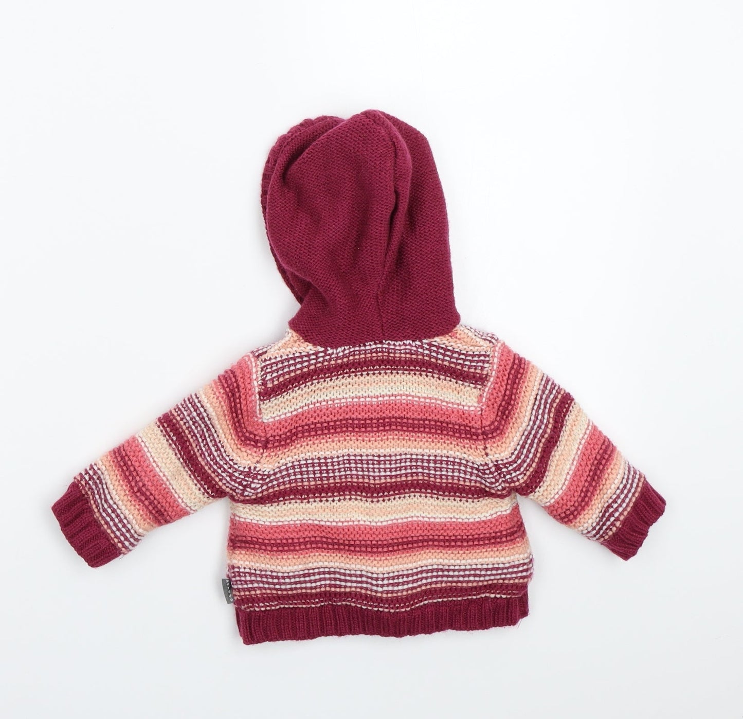 Nutmeg Girls Pink Striped  Jacket Coatigan Size 0-3 Months