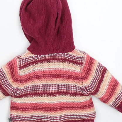 Nutmeg Girls Pink Striped  Jacket Coatigan Size 0-3 Months
