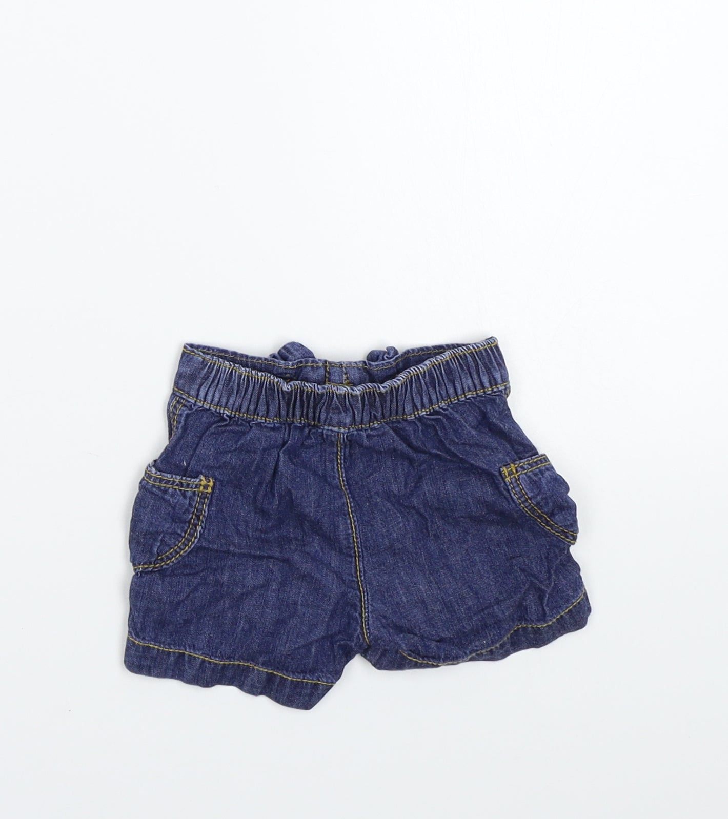 M&Co Girls Blue Floral  Cropped Trousers Size 0-3 Months