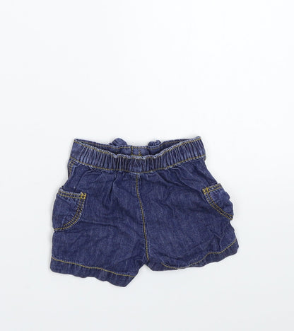 M&Co Girls Blue Floral  Cropped Trousers Size 0-3 Months