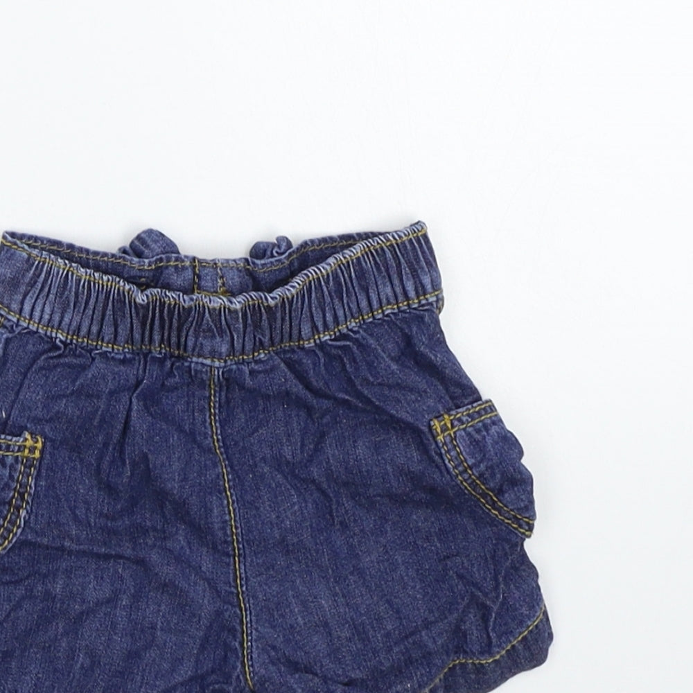 M&Co Girls Blue Floral  Cropped Trousers Size 0-3 Months