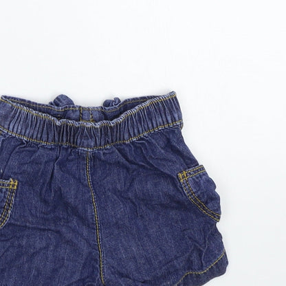 M&Co Girls Blue Floral  Cropped Trousers Size 0-3 Months