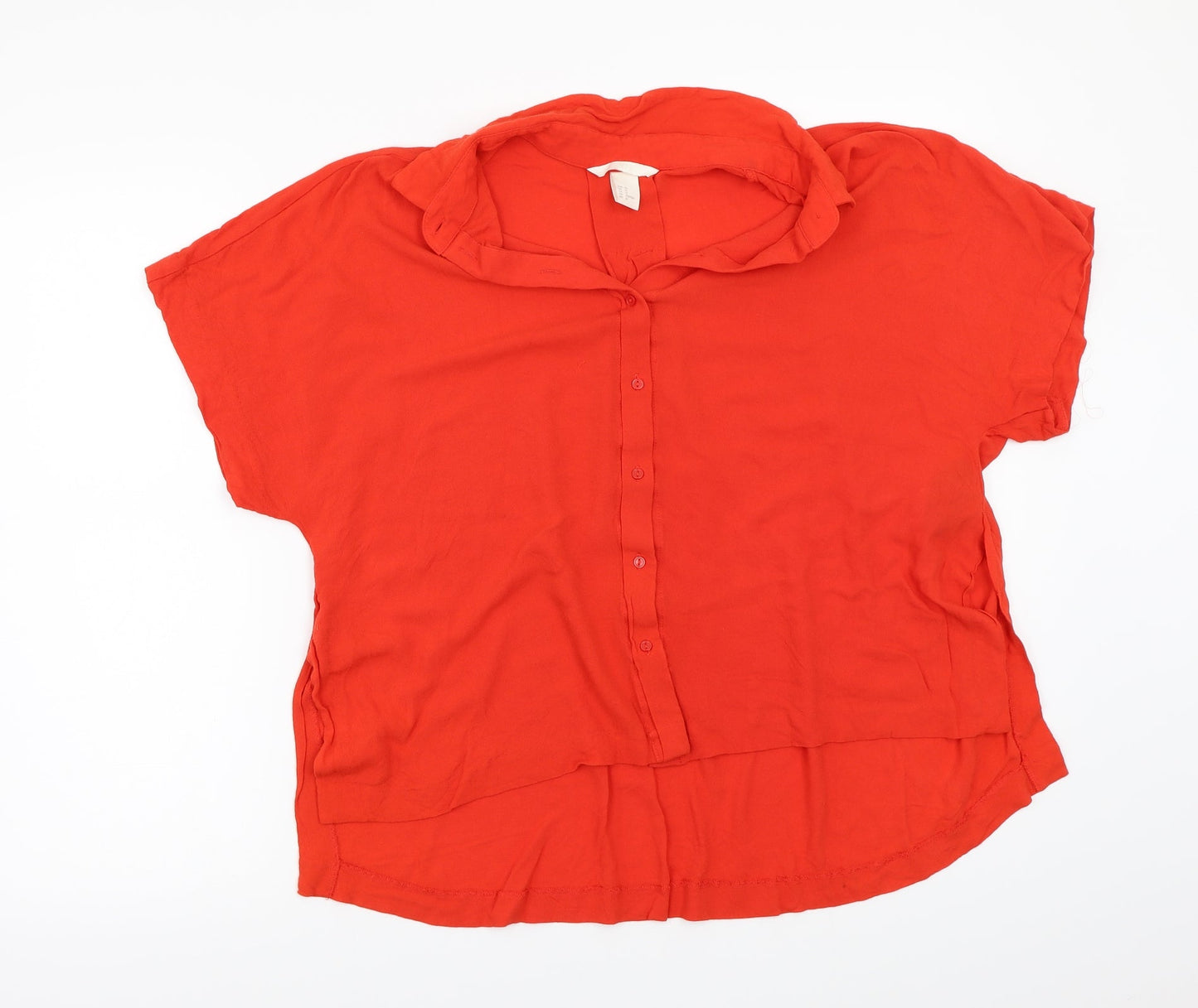 Womens UK Size 12 H&M Red Basic Button-Up