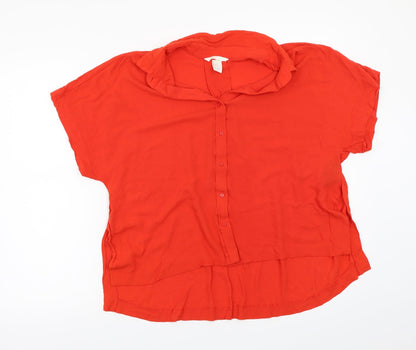Womens UK Size 12 H&M Red Basic Button-Up