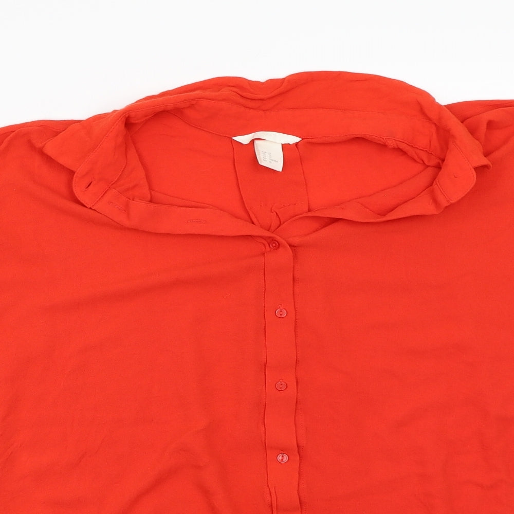 Womens UK Size 12 H&M Red Basic Button-Up