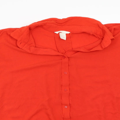 Womens UK Size 12 H&M Red Basic Button-Up