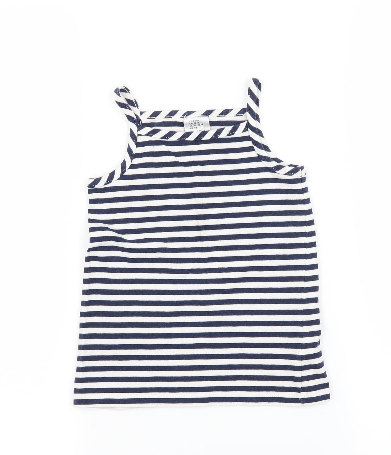 Preworn Girls Blue Striped Jersey Camisole Tank Size 2 Years