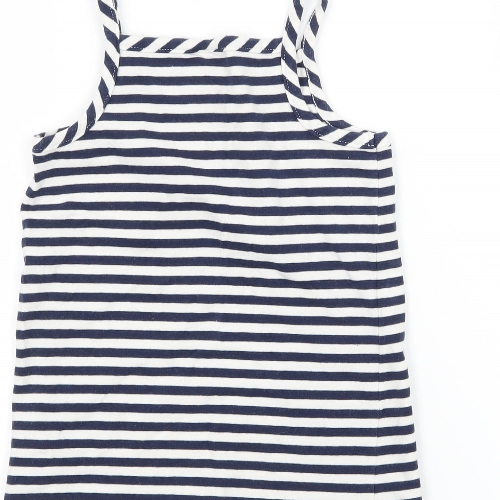 Preworn Girls Blue Striped Jersey Camisole Tank Size 2 Years