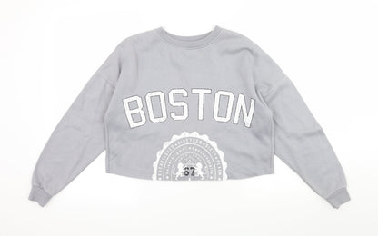 New Look Girls Grey  Jersey Pullover Sweatshirt Size 12-13 Years  - Boston