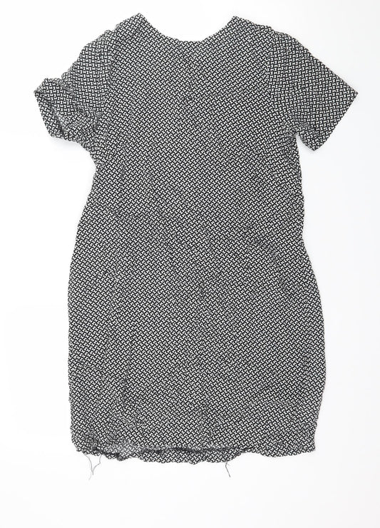 H&M Womens Black Geometric  A-Line  Size 8