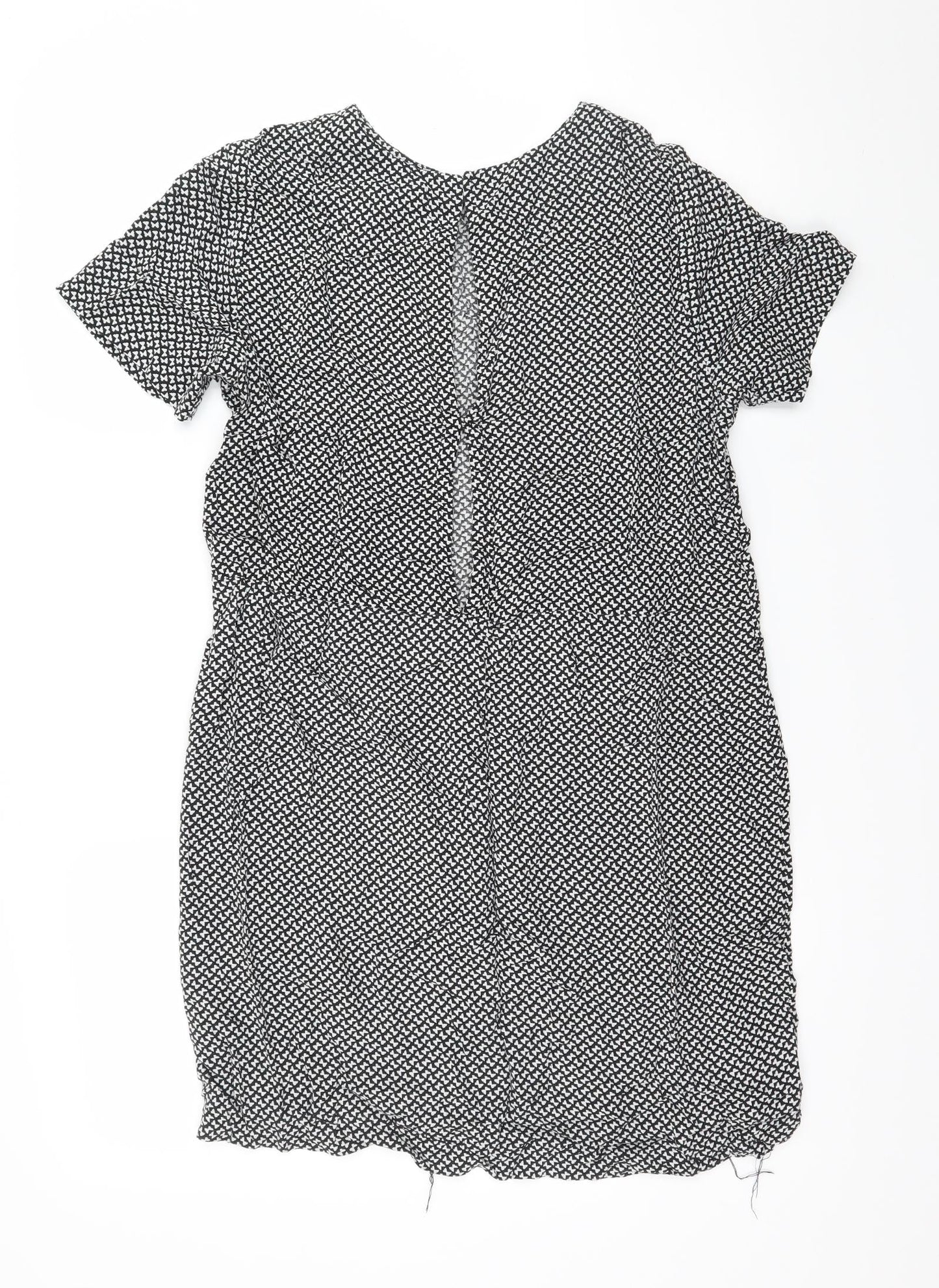 H&M Womens Black Geometric  A-Line  Size 8