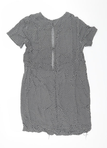 H&M Womens Black Geometric  A-Line  Size 8