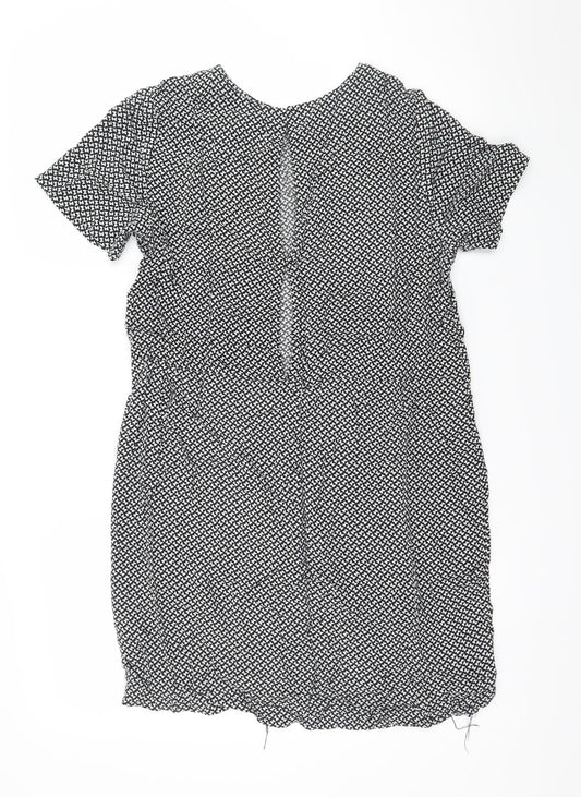 H&M Womens Black Geometric  A-Line  Size 8