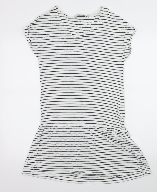NEXT Womens White Striped Jersey T-Shirt Dress  Size 10