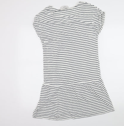 NEXT Womens White Striped Jersey T-Shirt Dress  Size 10