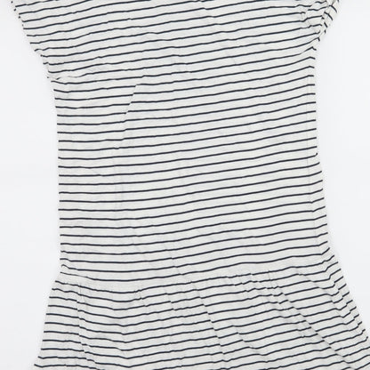 NEXT Womens White Striped Jersey T-Shirt Dress  Size 10