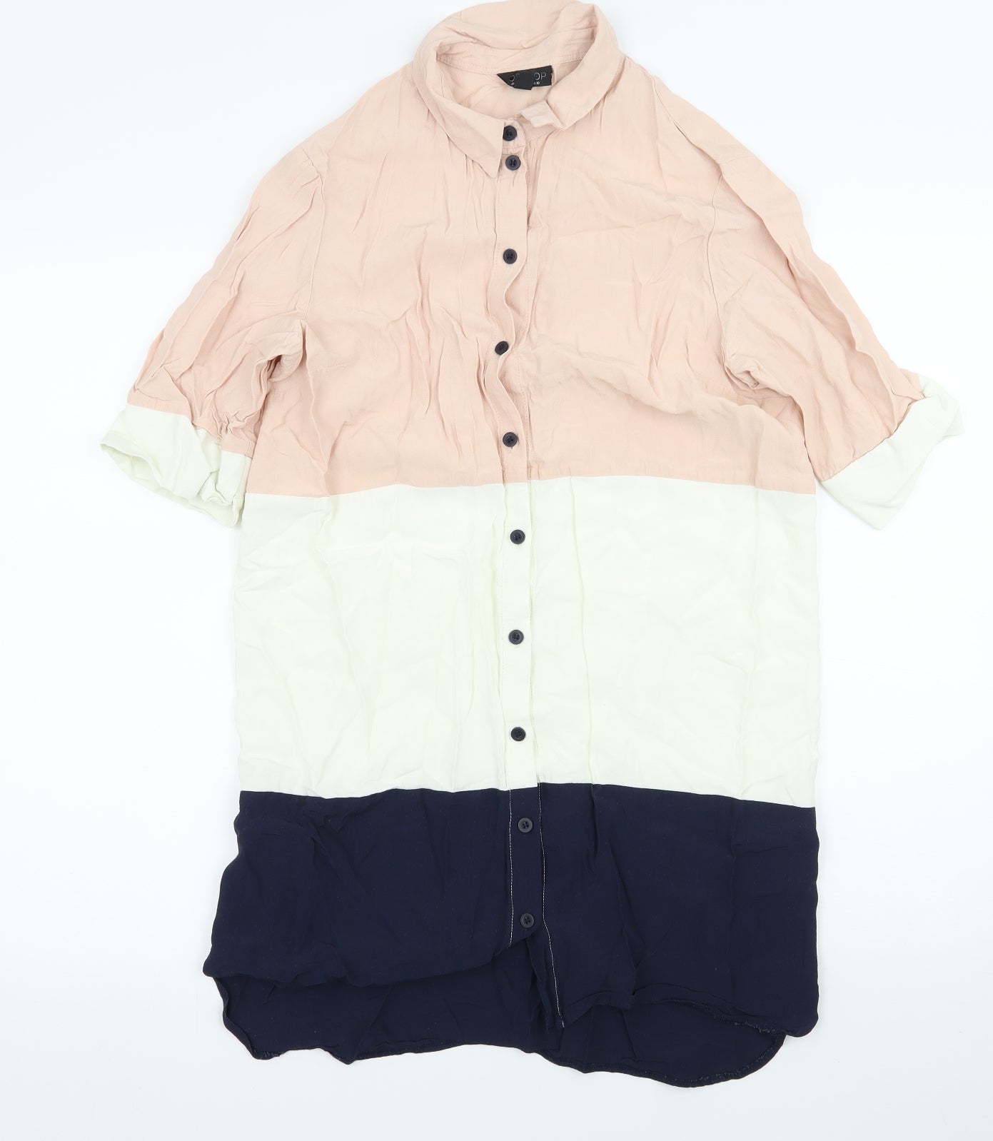 Womens UK Size 10 Topshop Multicoloured Basic Button-Up