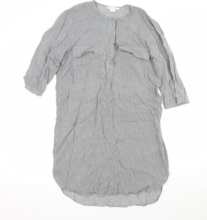 H&M Womens Black Striped  Shirt Dress  Size 8
