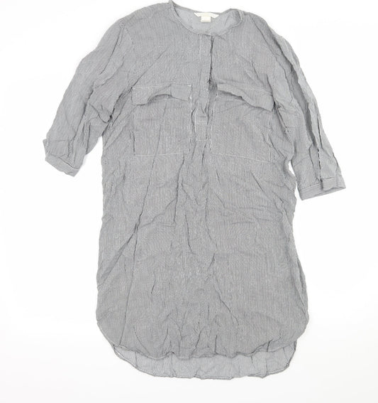 H&M Womens Black Striped  Shirt Dress  Size 8