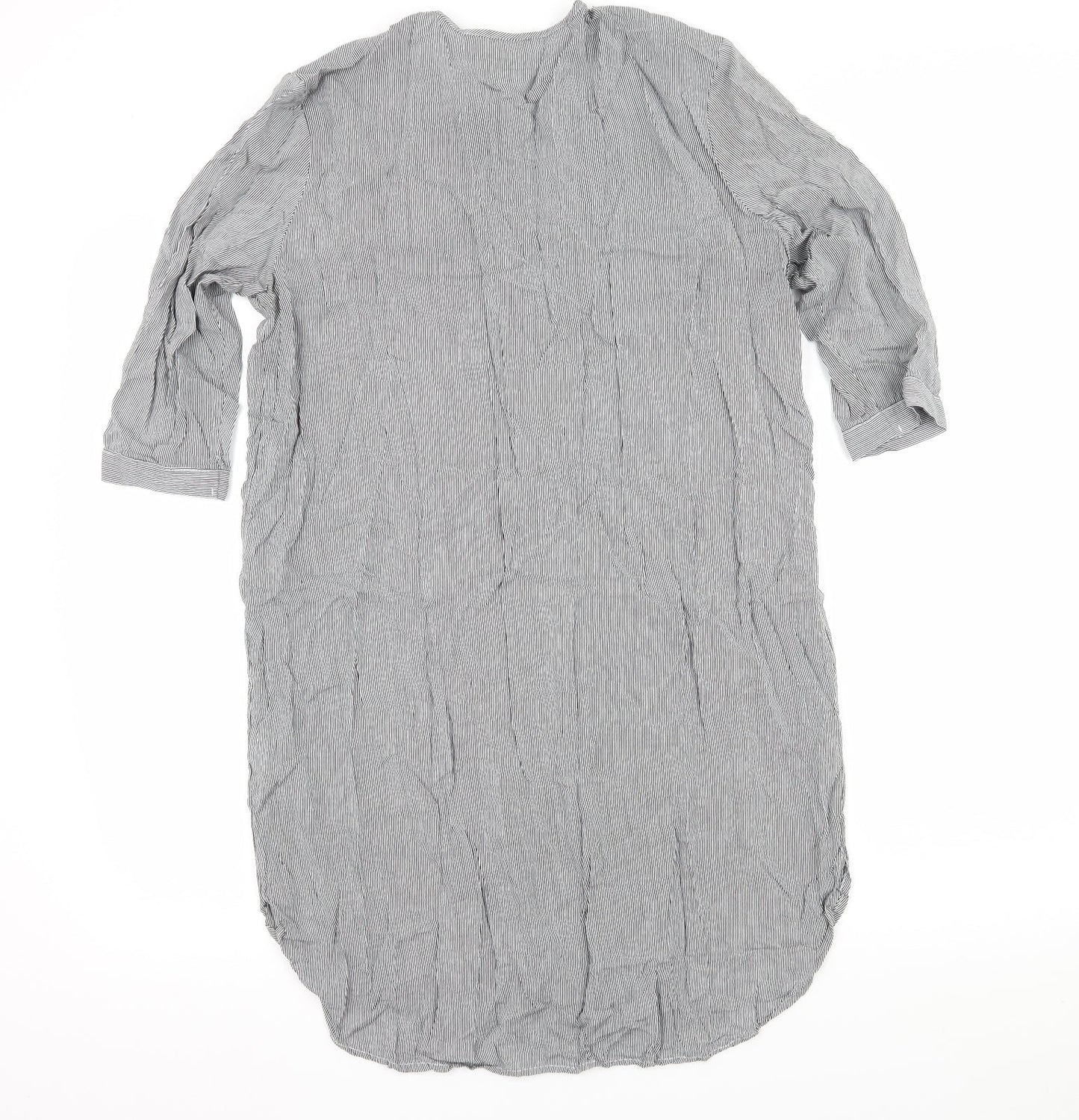 H&M Womens Black Striped  Shirt Dress  Size 8