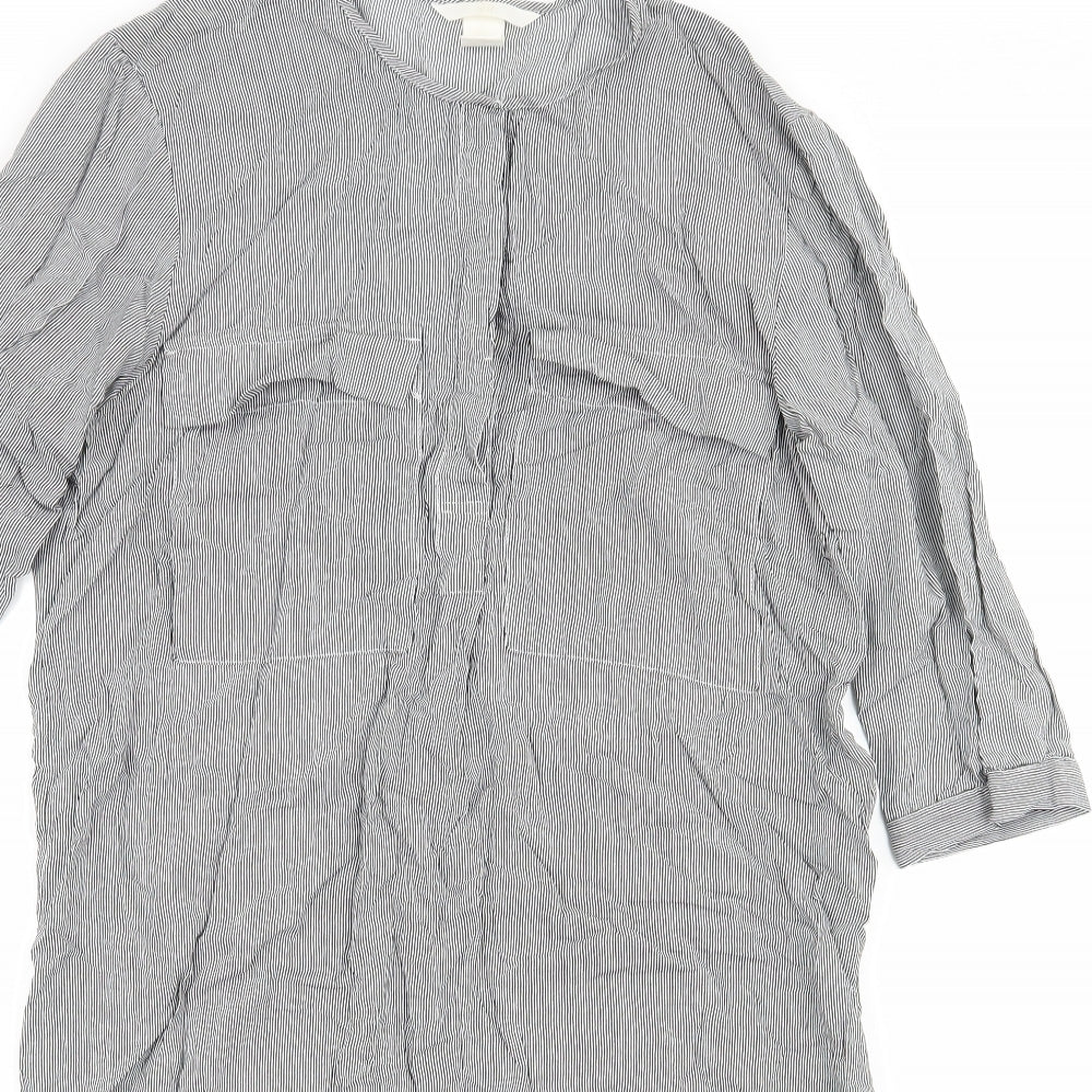 H&M Womens Black Striped  Shirt Dress  Size 8