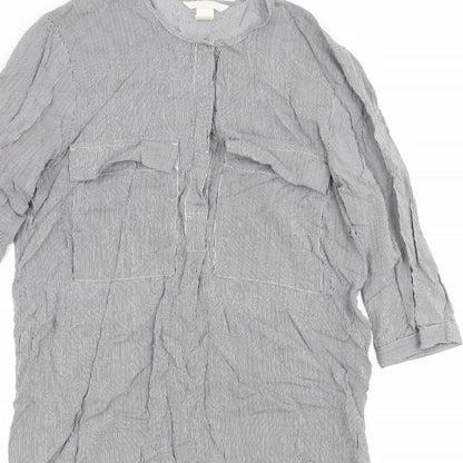 H&M Womens Black Striped  Shirt Dress  Size 8