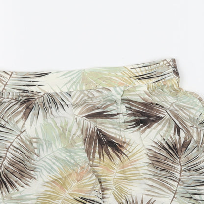H&M Womens Ivory Geometric  Hot Pants Shorts Size 6 - Leaf print