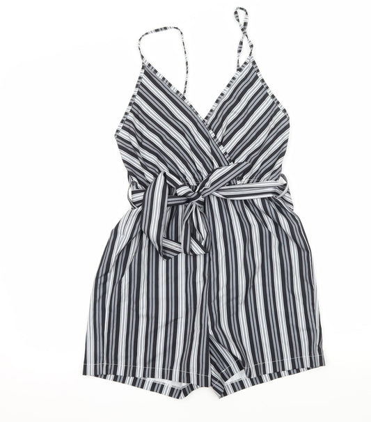 SheIn Womens Grey Striped  Playsuit One-Piece Size XS L4 in
