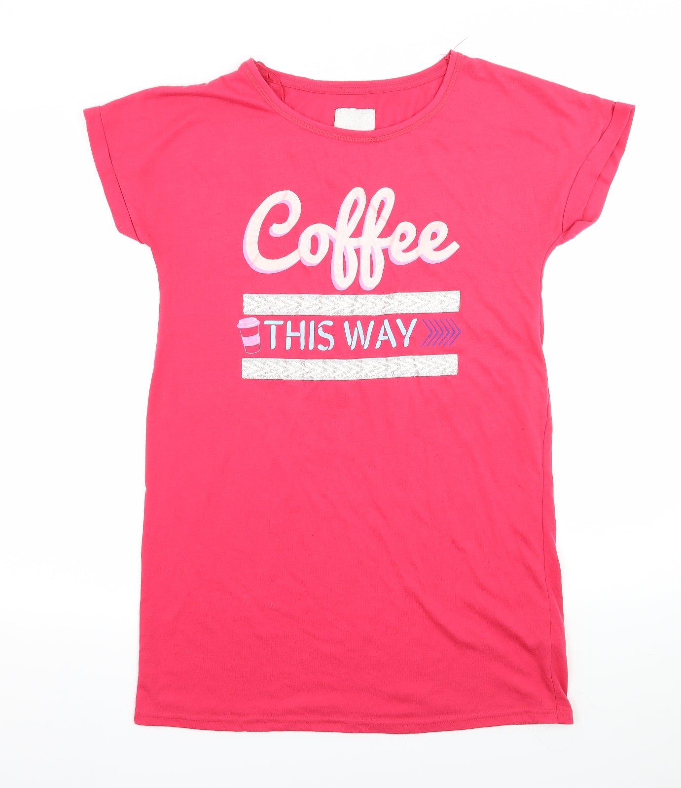 Matalan Womens Pink Geometric Jersey T-Shirt Dress  Size 8  - Coffee this way