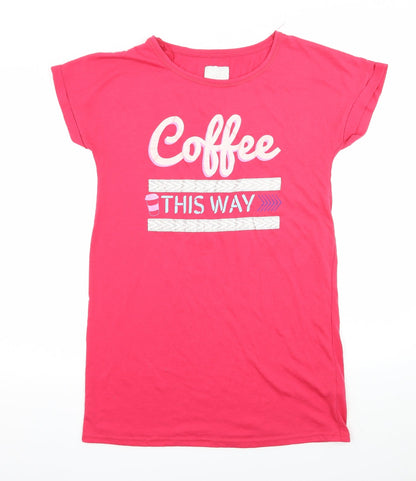 Matalan Womens Pink Geometric Jersey T-Shirt Dress  Size 8  - Coffee this way