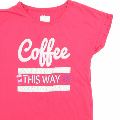 Matalan Womens Pink Geometric Jersey T-Shirt Dress  Size 8  - Coffee this way