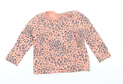 F&F Girls Orange Animal Print Jersey Basic T-Shirt Size 12-18 Months