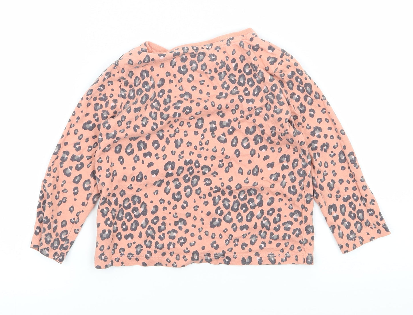 F&F Girls Orange Animal Print Jersey Basic T-Shirt Size 12-18 Months