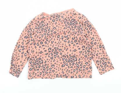 F&F Girls Orange Animal Print Jersey Basic T-Shirt Size 12-18 Months