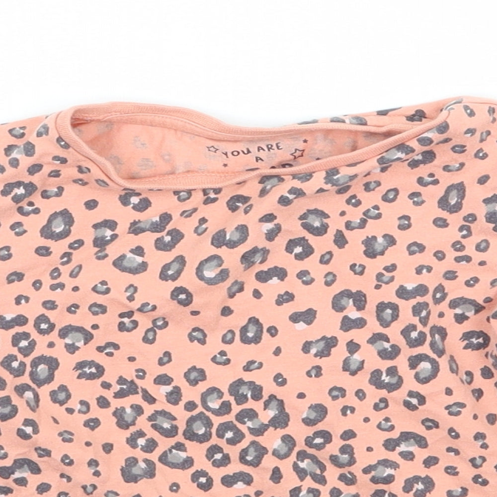 F&F Girls Orange Animal Print Jersey Basic T-Shirt Size 12-18 Months