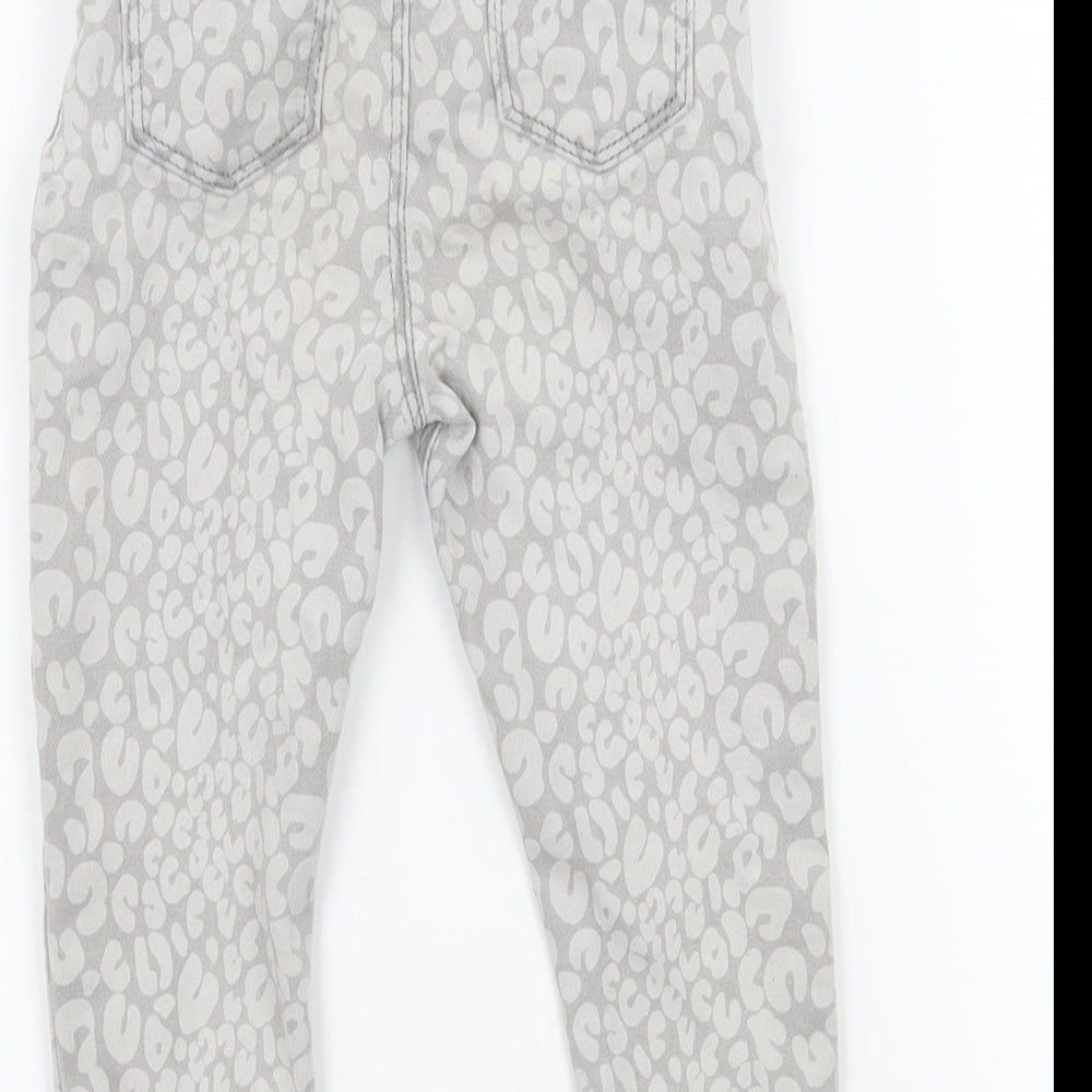 Denim & Co. Girls Grey Animal Print Denim Capri Jeans Size 12-18 Months