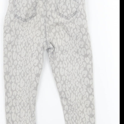 Denim & Co. Girls Grey Animal Print Denim Capri Jeans Size 12-18 Months