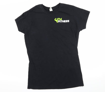 Womens UK Size L Gildan Black Basic T-Shirt