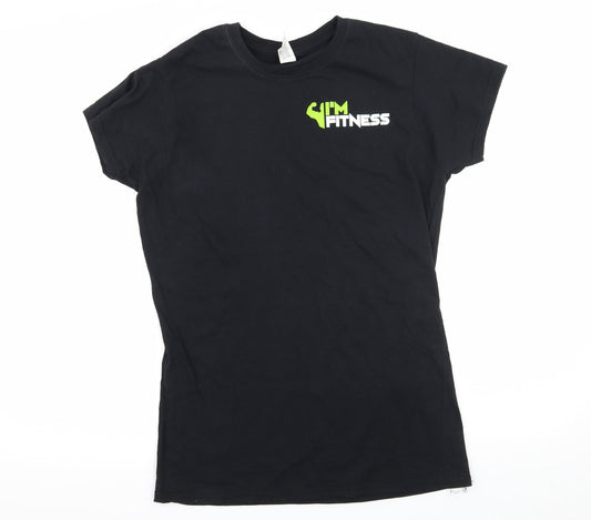 Womens UK Size L Gildan Black Basic T-Shirt